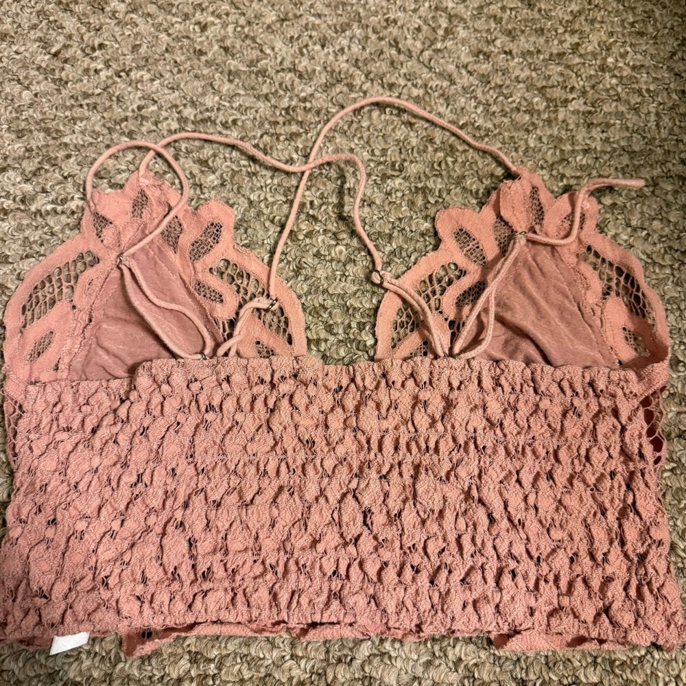 Free People One Adella Bralette Lace Criss Cross Smocked Bralette Sz M Festival - Picture 4 of 7